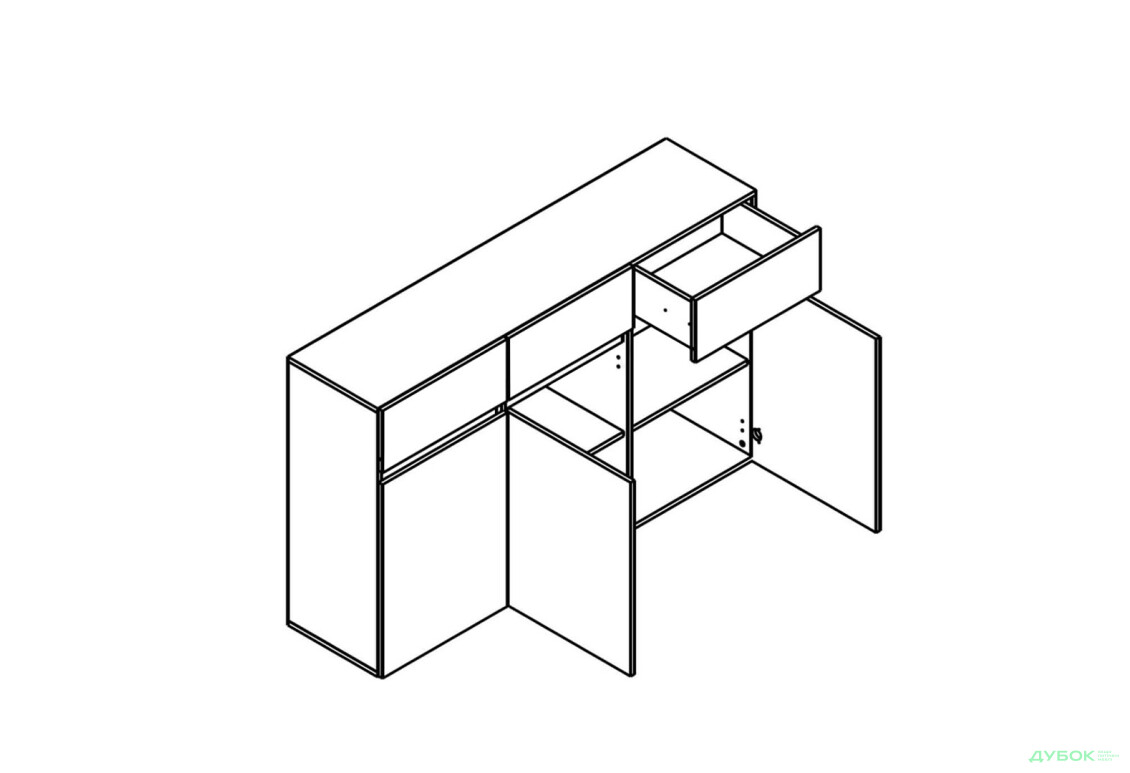 Зображення 4 - Комод Гербор Лондон KOM3D3S з 3 шухлядами і дверцятами 150 см, кашемір / антрацит