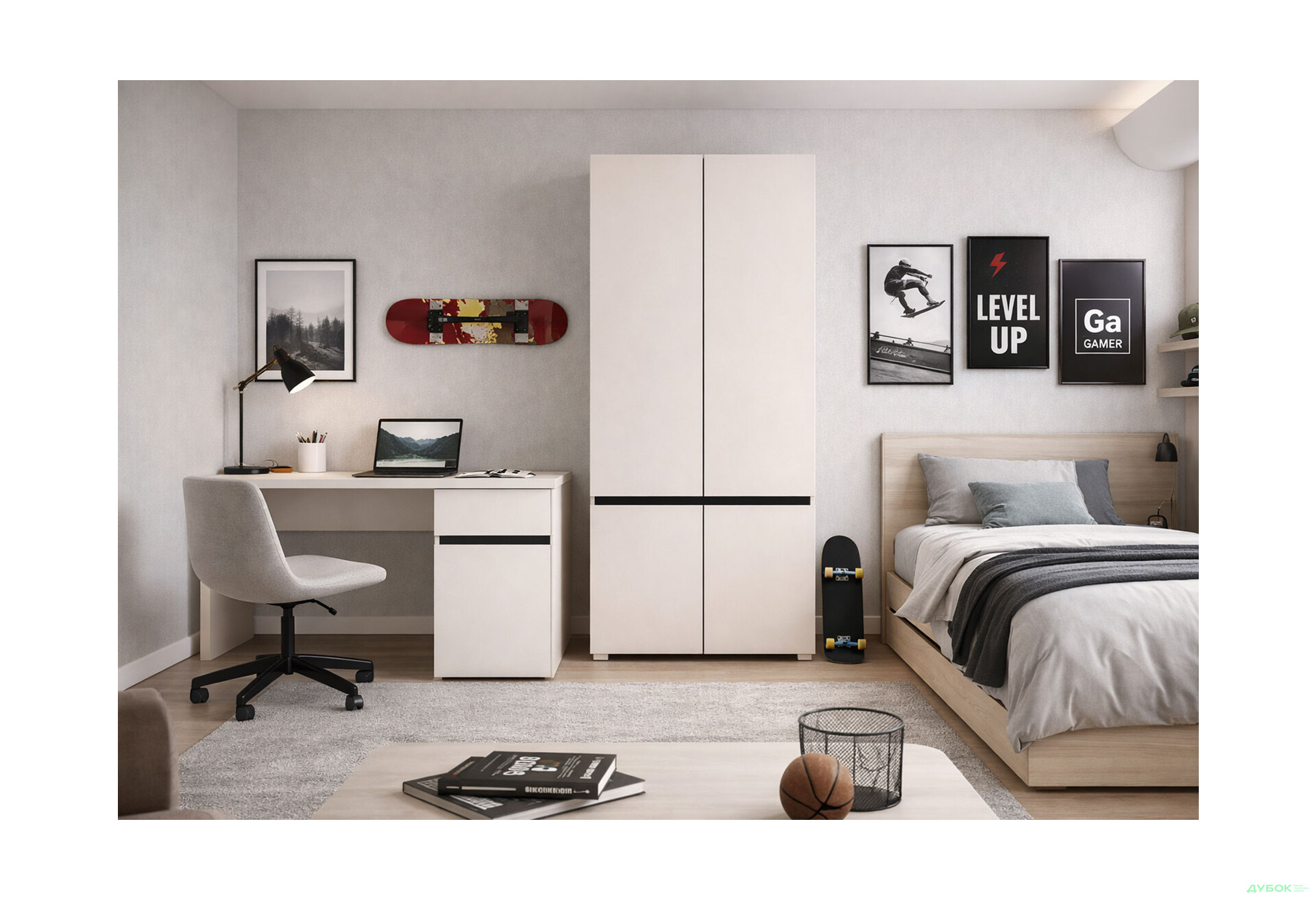 Зображення 2 - Шафа Гербор Лондон SZF4D_90 4-дверна 90 см, кашемір / антрацит