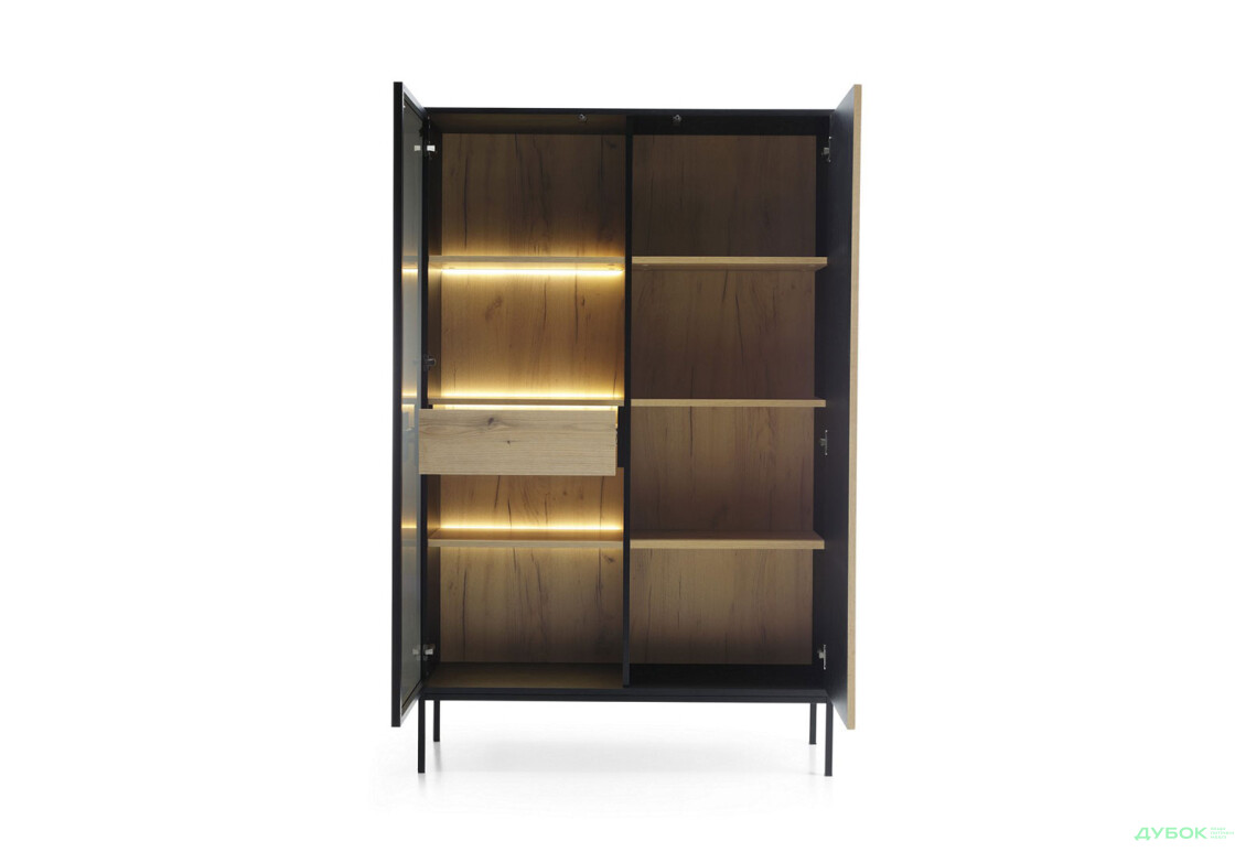 Изображение 6 - Витрина высокая с подсветкой Perfect Home Сенто/Sento WTSZ104 103 см, черный / дуб вотан