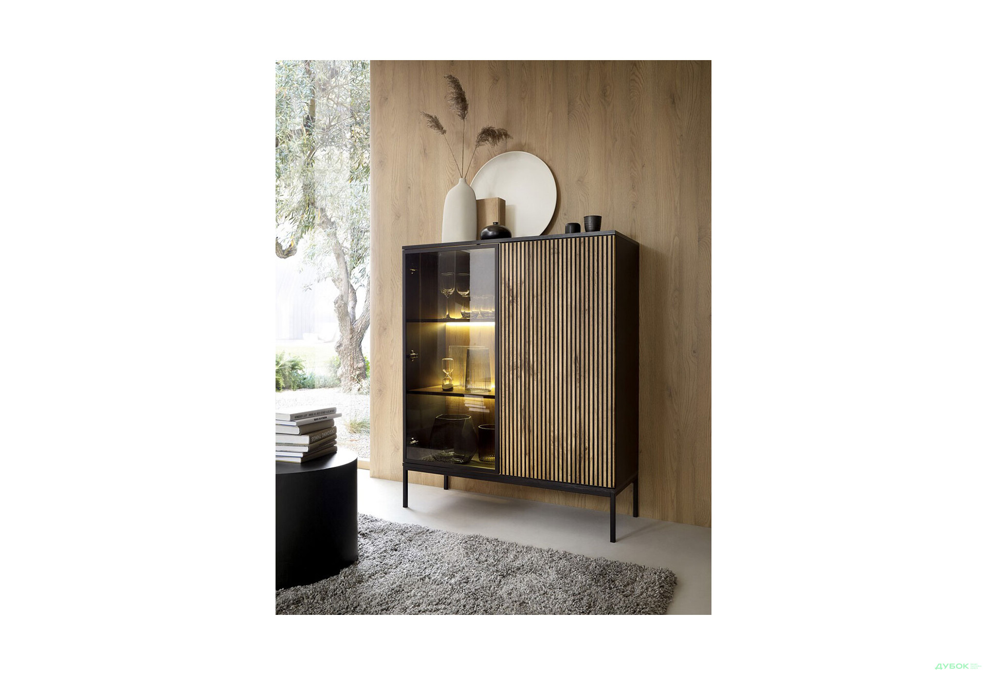 Изображение 2 - Витрина низкая с подсветкой Perfect Home Сенто/Sento WT104 103 см, черный / дуб вотан