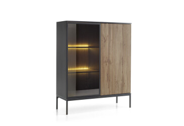 Витрина низкая с подсветкой WT104 черный / дуб вотан