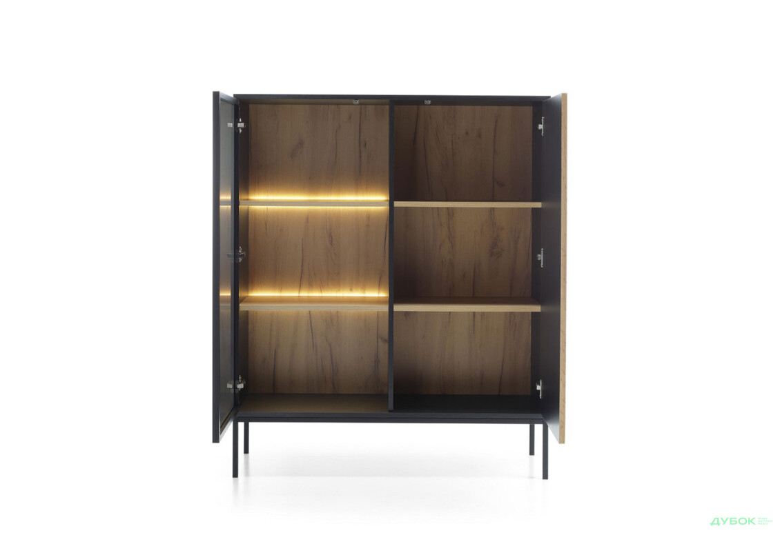 Изображение 4 - Витрина низкая с подсветкой Perfect Home Сенто/Sento WT104 103 см, черный / дуб вотан