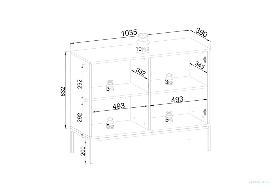 Зображення 7 - Комод з підсвіткою Perfect Home Сенто / Sento K104 з вітриною та дверкою 103 см, чорний / дуб вотан