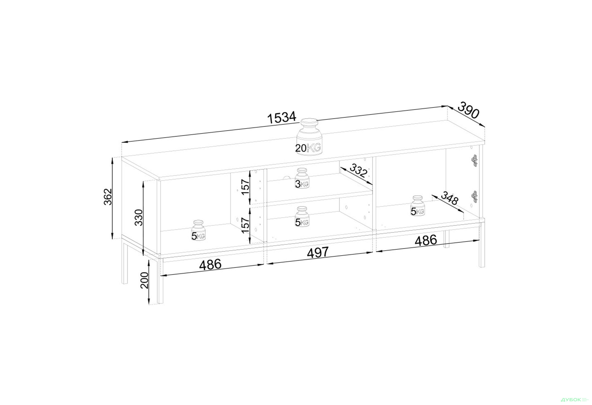 Изображение 8 - Тумба под ТВ с подсветкой Perfect Home Сенто / Sento RTV154 и витриной 153 см, черный / дуб вотан