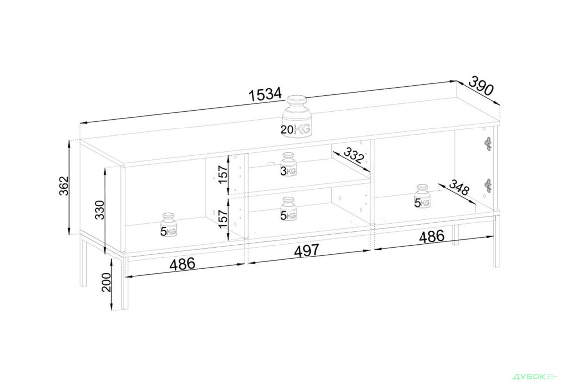 Изображение 8 - Тумба под ТВ с подсветкой Perfect Home Сенто / Sento RTV154 и витриной 153 см, черный / дуб вотан