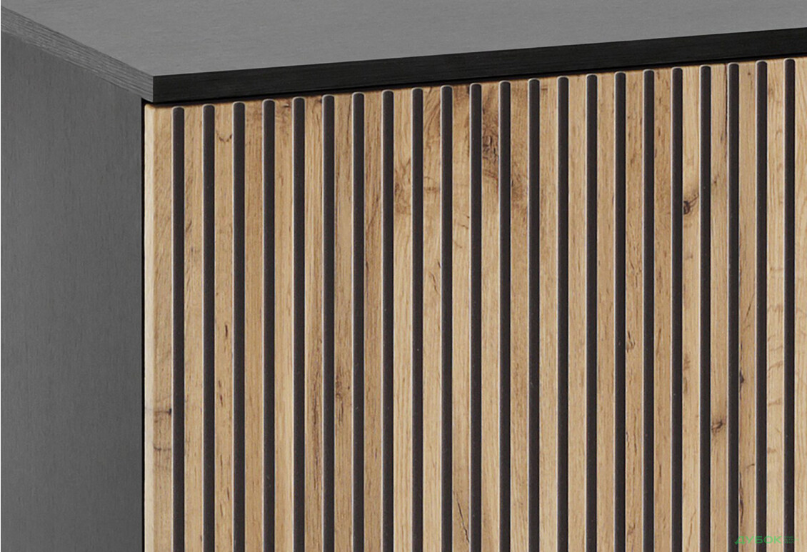 Изображение 6 - Тумба под ТВ с подсветкой Perfect Home Сенто / Sento RTV154 и витриной 153 см, черный / дуб вотан