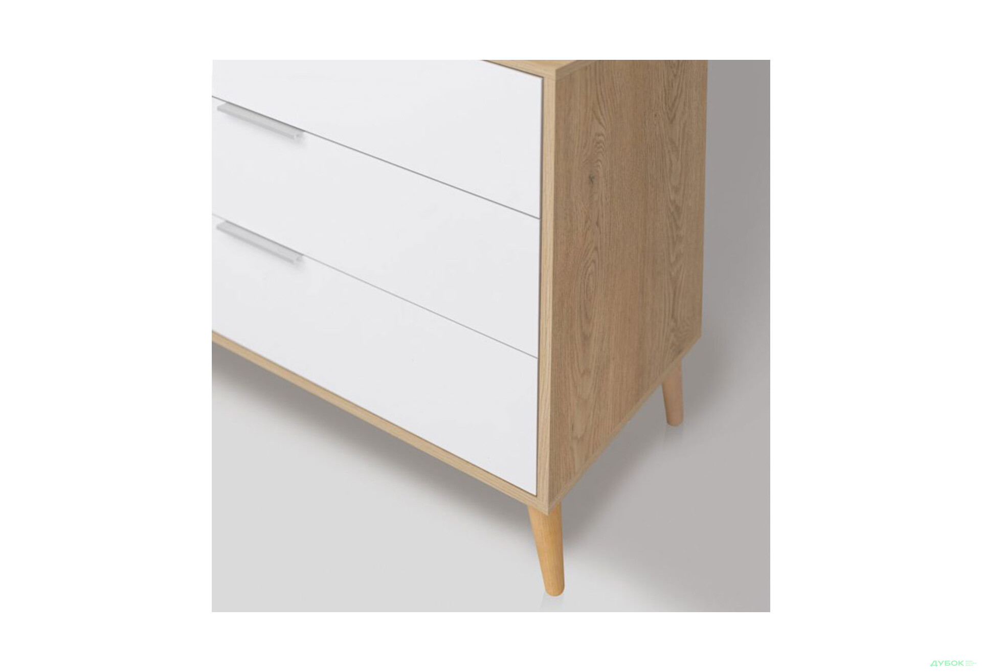 Изображение 4 - Комод МироМарк Оливия 1 дверка и 3 ящика 135 см, глянец белый / дуб кремона