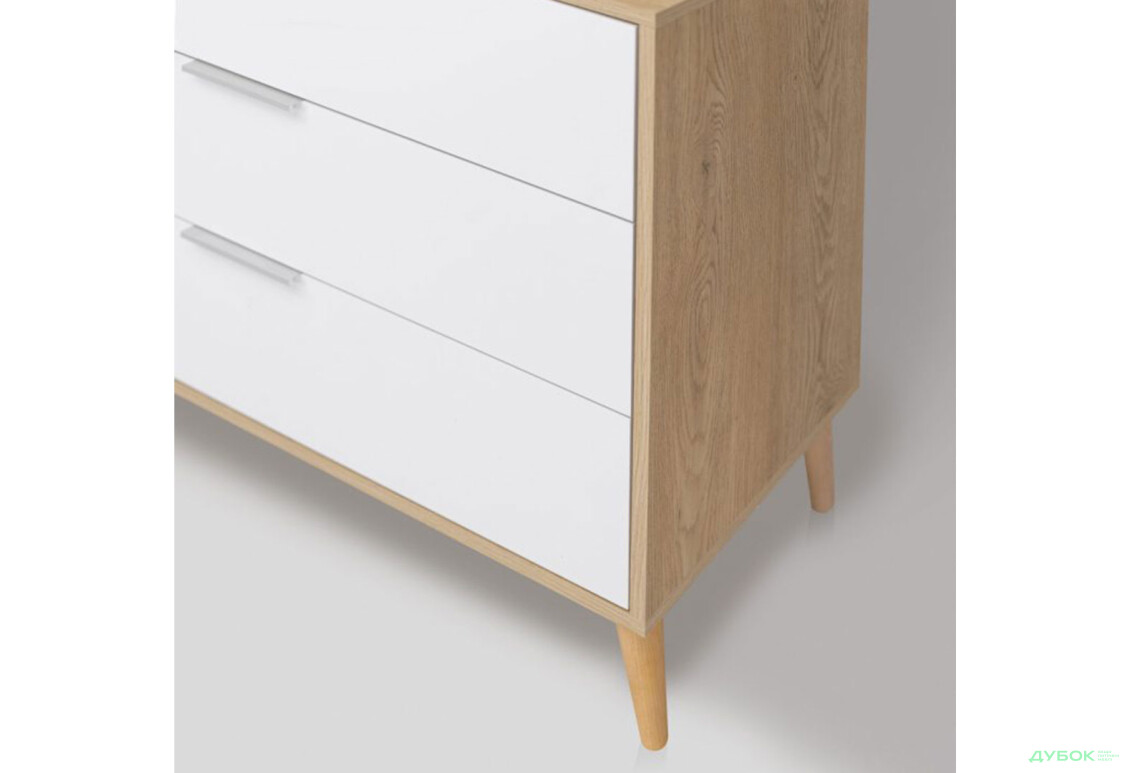 Изображение 4 - Комод МироМарк Оливия 1 дверка и 3 ящика 135 см, глянец белый / дуб кремона
