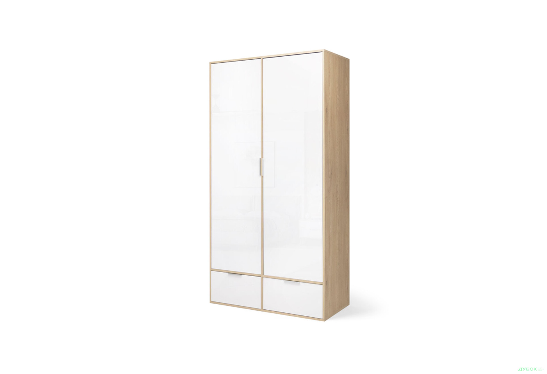 Зображення 1 - Шафа MiroMark Олівія 2-дверна із 2 шухлядами 116 см, глянець білий / дуб кремона