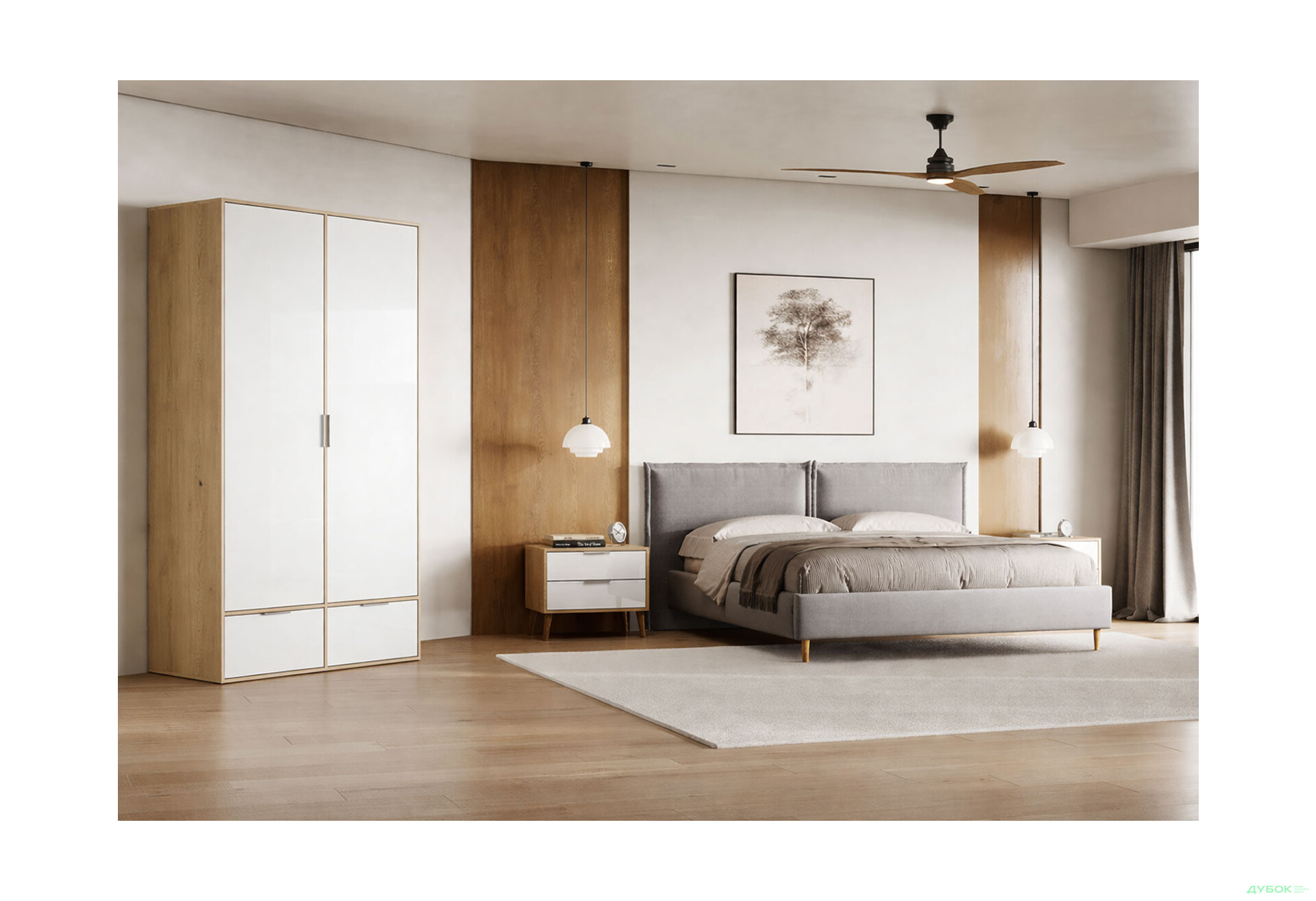 Зображення 2 - Шафа MiroMark Олівія 2-дверна із 2 шухлядами 116 см, глянець білий / дуб кремона