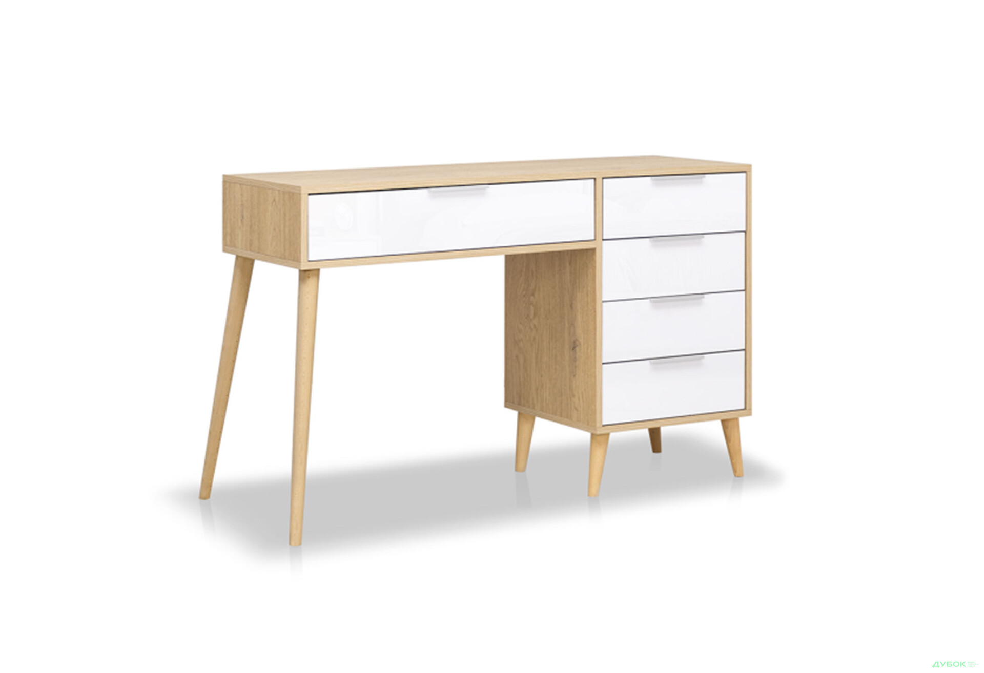 Зображення 1 - Туалетний столик MiroMark Олівія з 5 шухлядами 120 см, глянець білий / дуб кремона