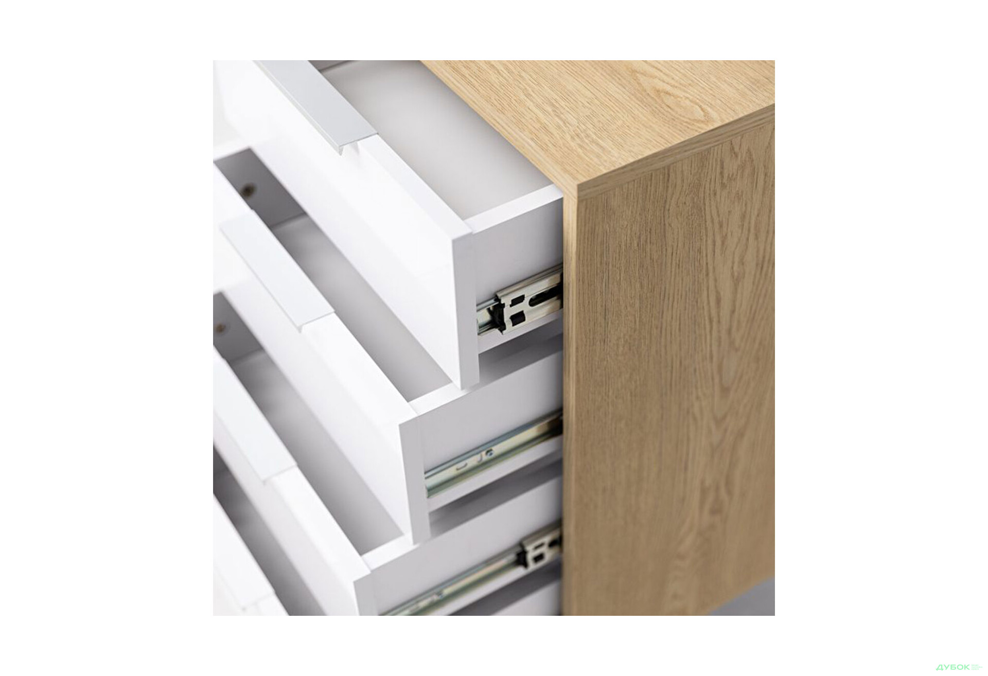 Зображення 6 - Туалетний столик MiroMark Олівія з 5 шухлядами 120 см, глянець білий / дуб кремона