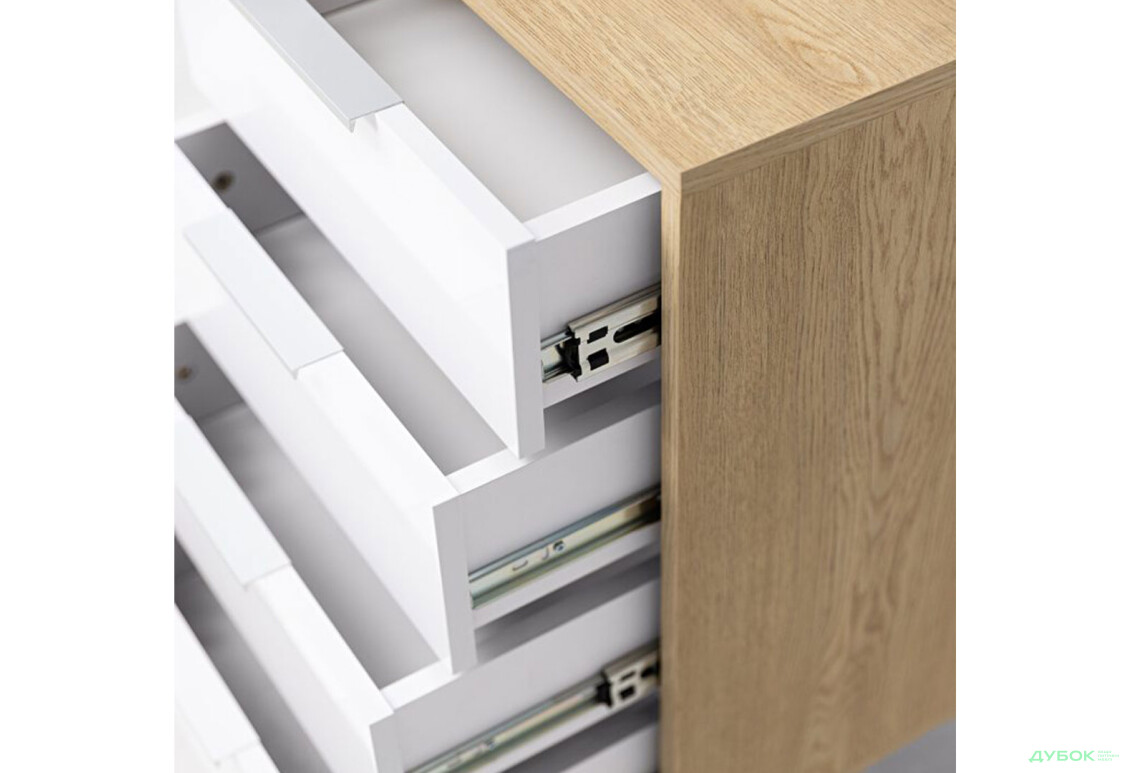 Зображення 6 - Туалетний столик MiroMark Олівія з 5 шухлядами 120 см, глянець білий / дуб кремона