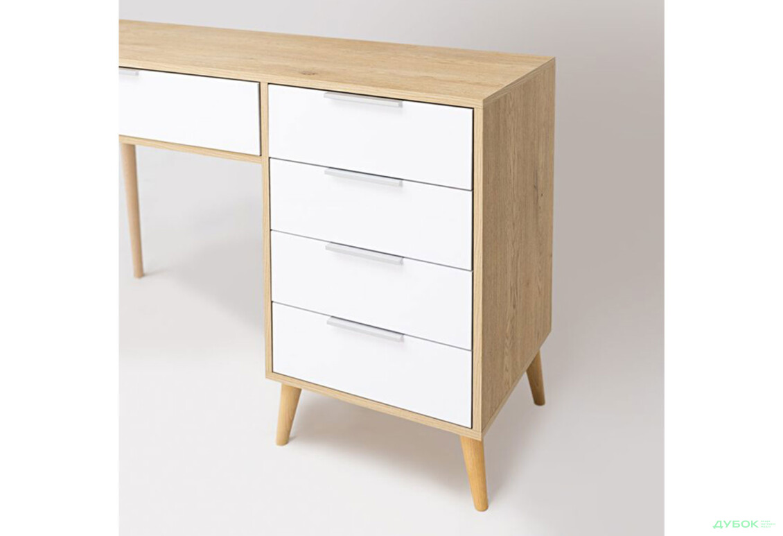 Зображення 4 - Туалетний столик MiroMark Олівія з 5 шухлядами 120 см, глянець білий / дуб кремона