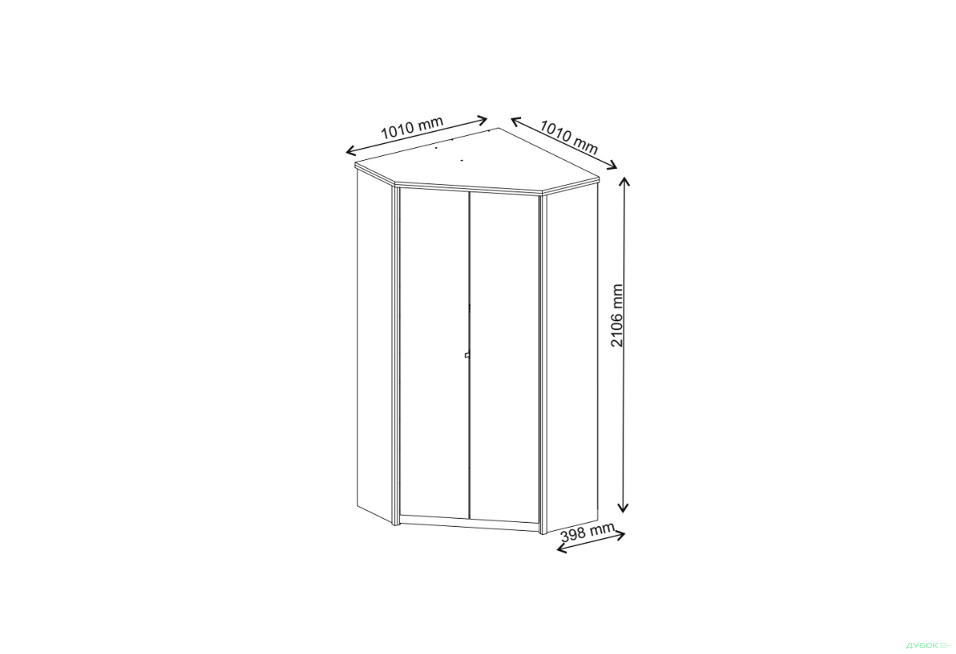 Изображение 3 - Шкаф угловой ВМВ Холдинг Нортон 2-дверный с 2 штангами и полками 110х110 см Дуб сонома