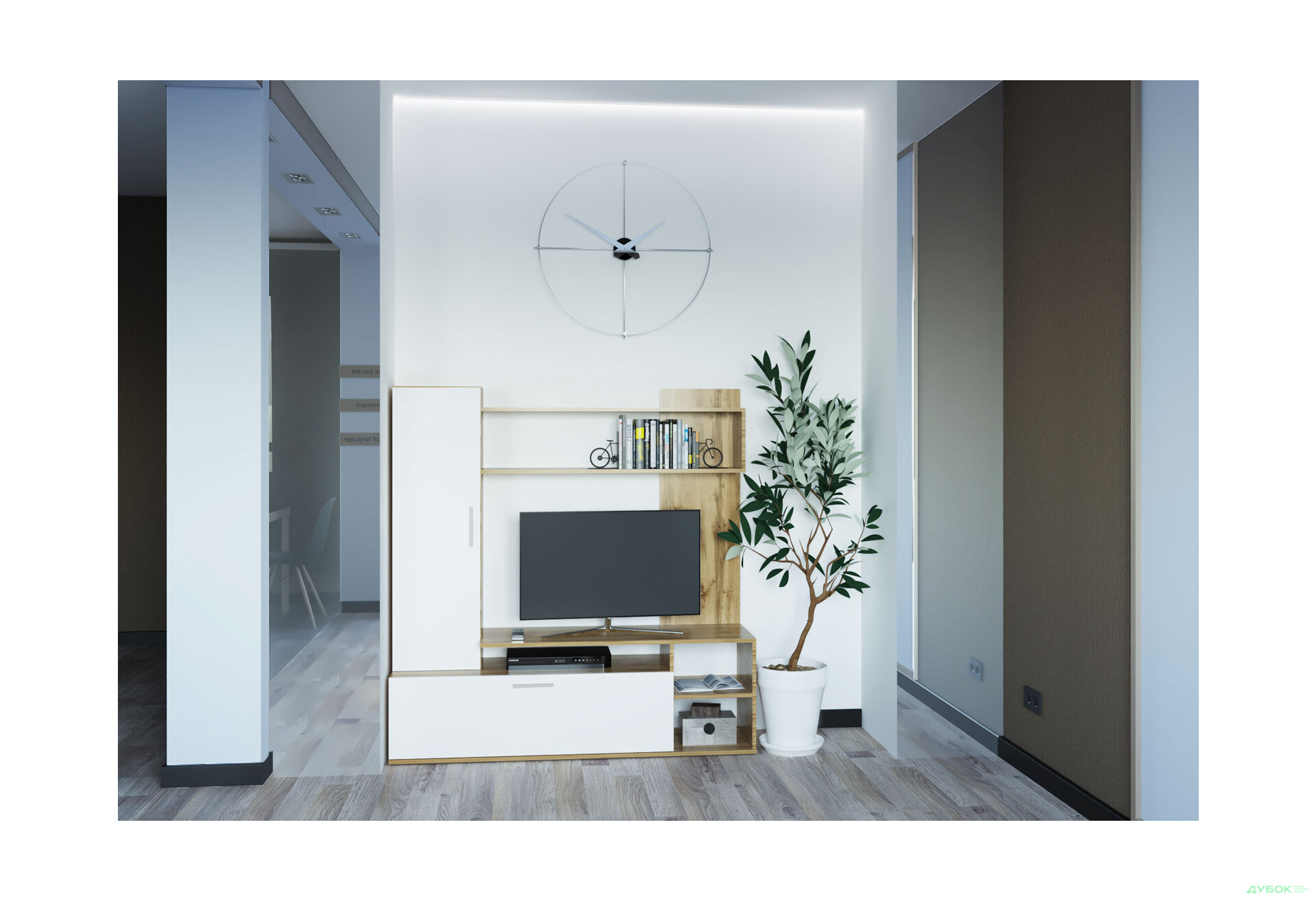 Зображення 2 - Стінка Doros Кона 151 см Дуб евок / Білий