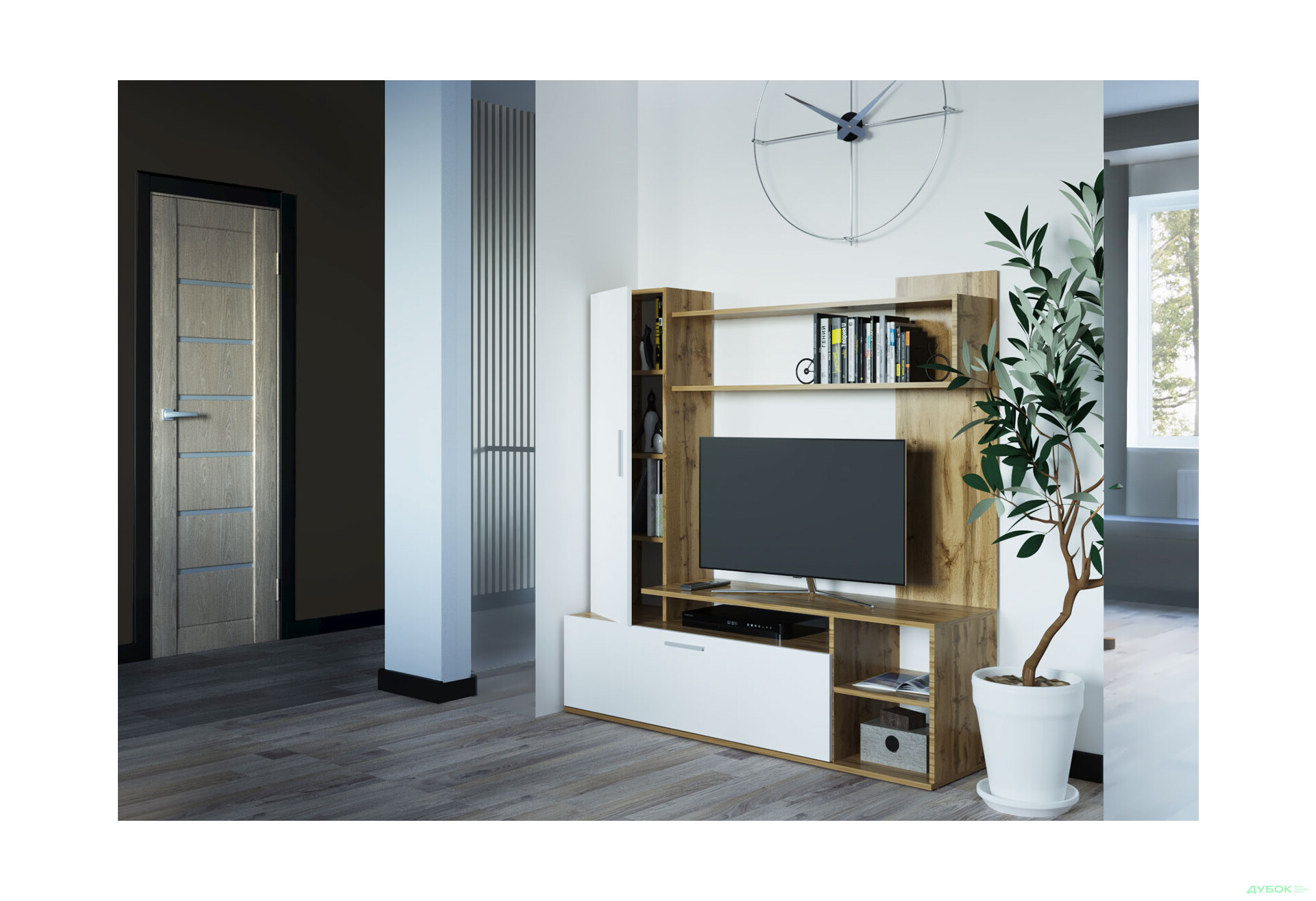 Зображення 1 - Стінка Doros Кона 151 см Дуб евок / Білий