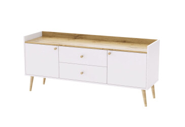 Комод-буфет Art In Head Asgard / Асгард с 2 ящиками и 2 дверками 147 см, белый бриллиант / дуб золотой крафт