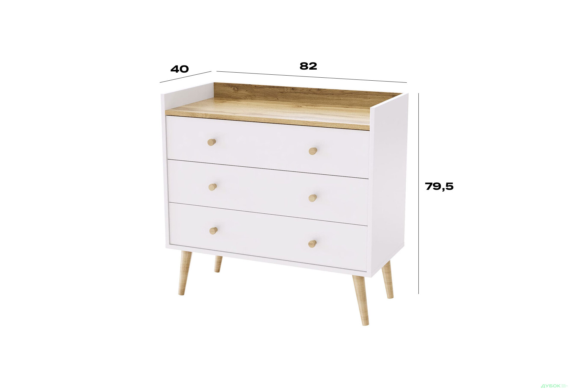 Изображение 4 - Комод 3 Art In Head Асгард / Asgard с 3 ящиками 82 см, белый бриллиант / дуб крафт золотой