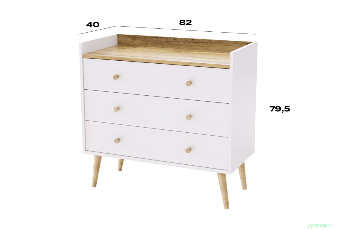 Изображение 4 - Комод 3 Art In Head Асгард / Asgard с 3 ящиками 82 см, белый бриллиант / дуб крафт золотой