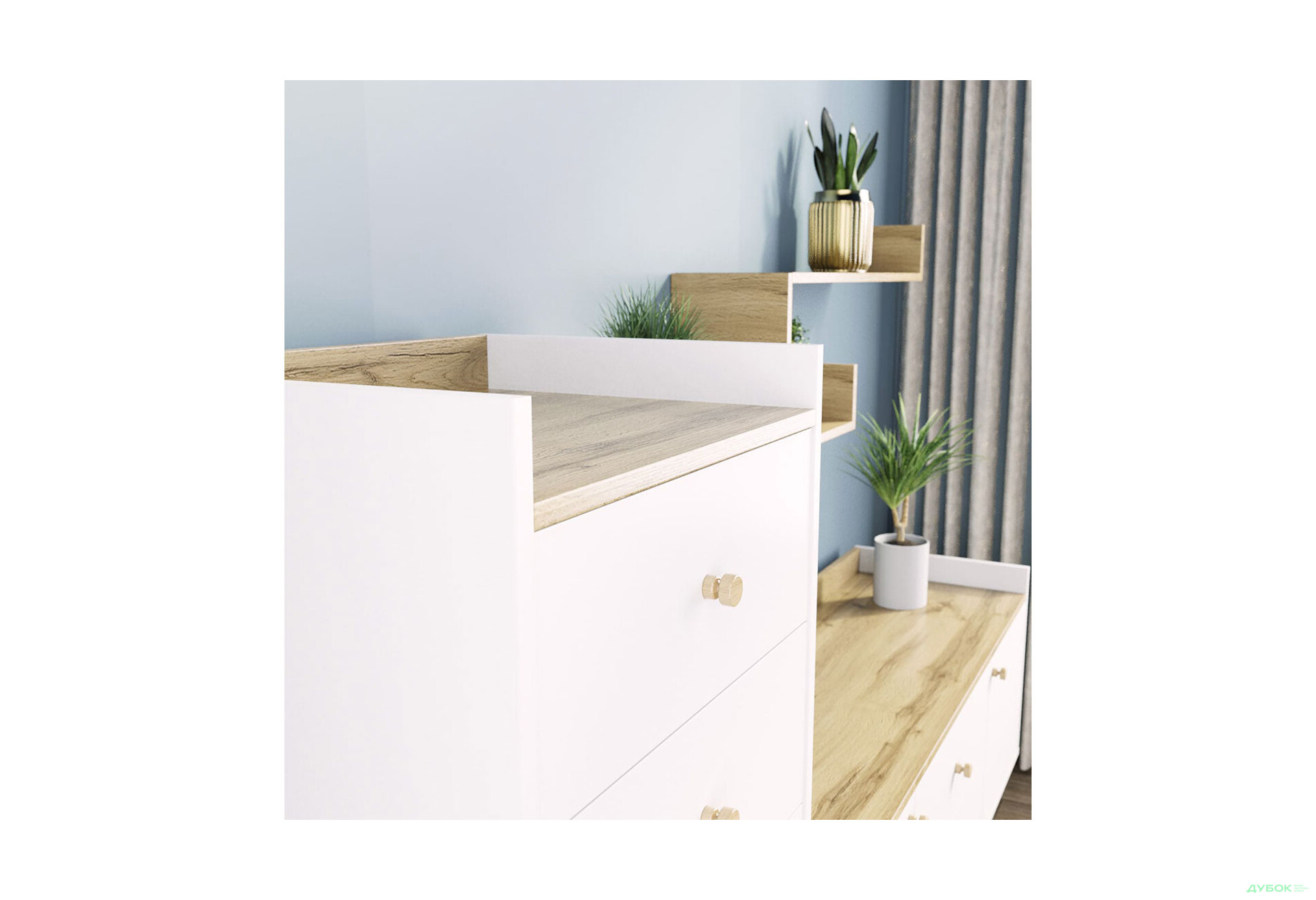 Изображение 3 - Комод 3 Art In Head Асгард / Asgard с 3 ящиками 82 см, белый бриллиант / дуб крафт золотой