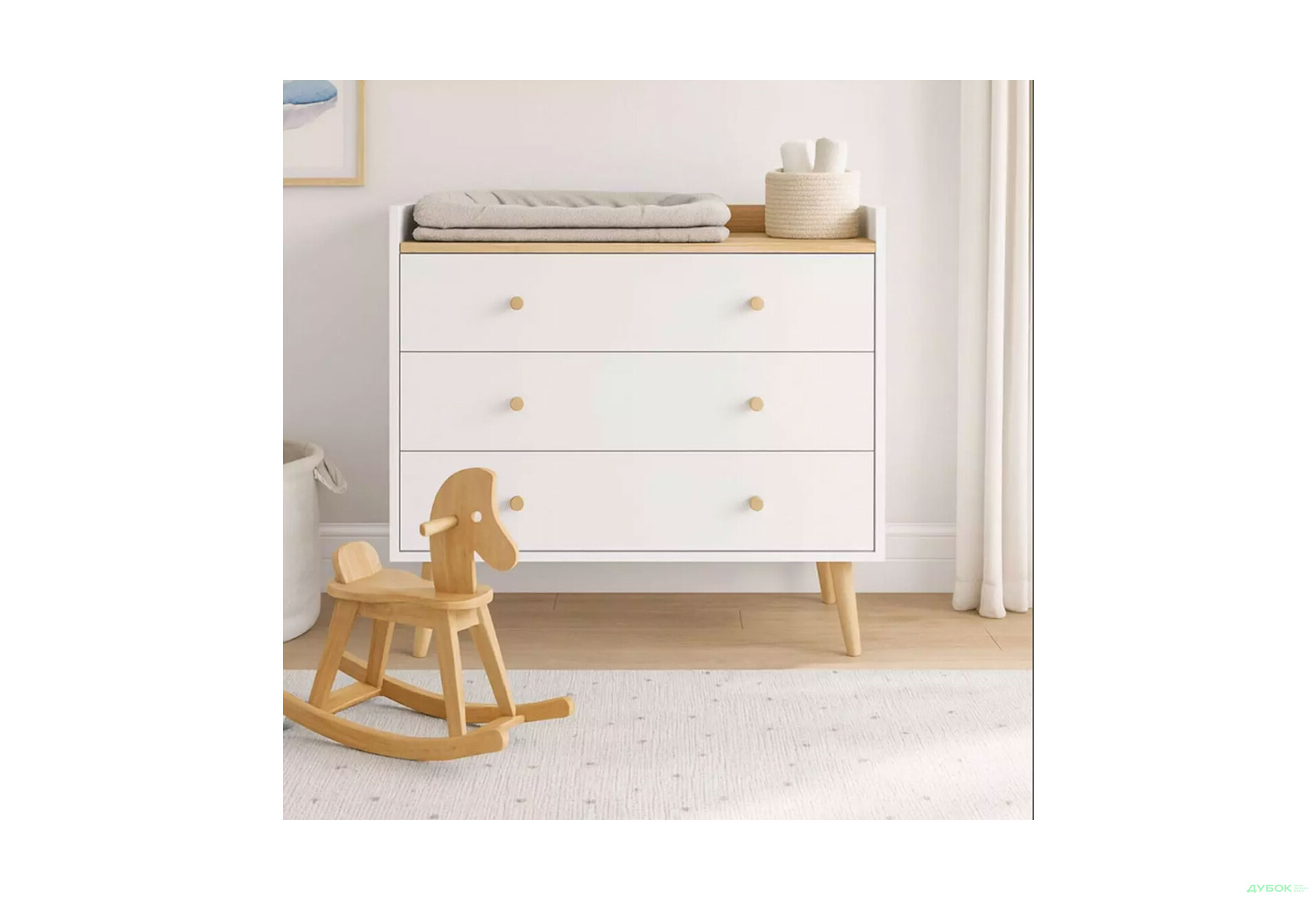 Изображение 2 - Комод 3 Art In Head Асгард / Asgard с 3 ящиками 82 см, белый бриллиант / дуб крафт золотой