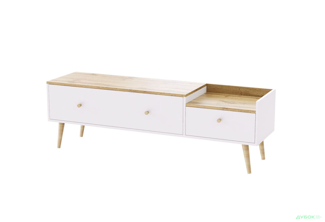 Тумба под ТВ Art In Head Асгард / Asgard 153 см, белый бриллиант / дуб золотой крафт