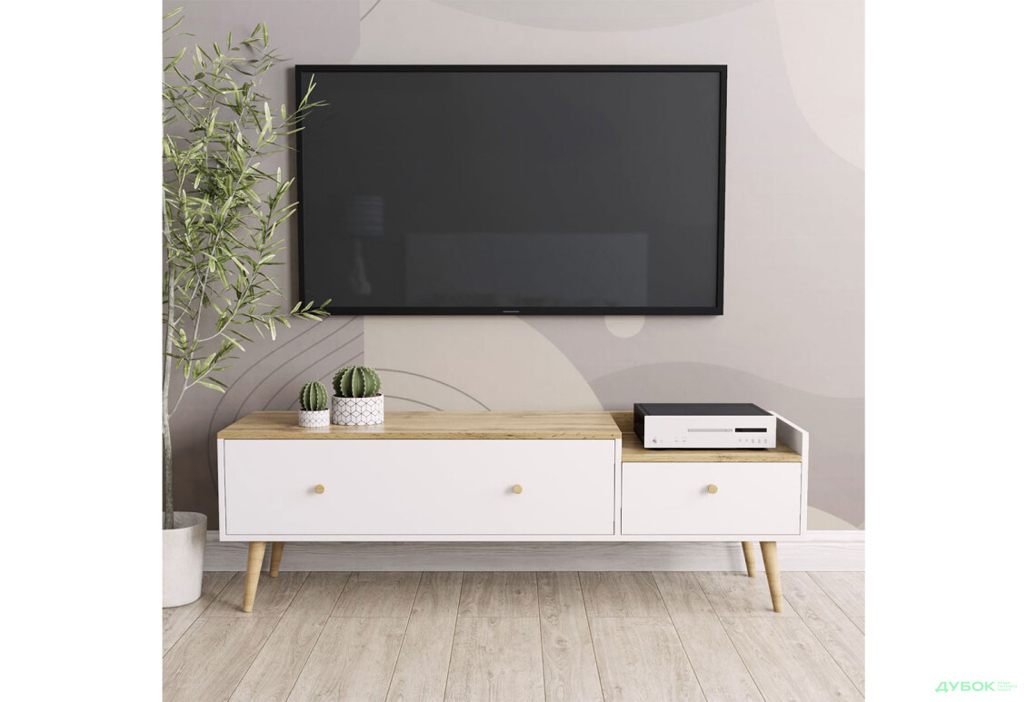 Изображение 2 - Тумба под ТВ Art In Head Асгард / Asgard 153 см, белый бриллиант / дуб золотой крафт