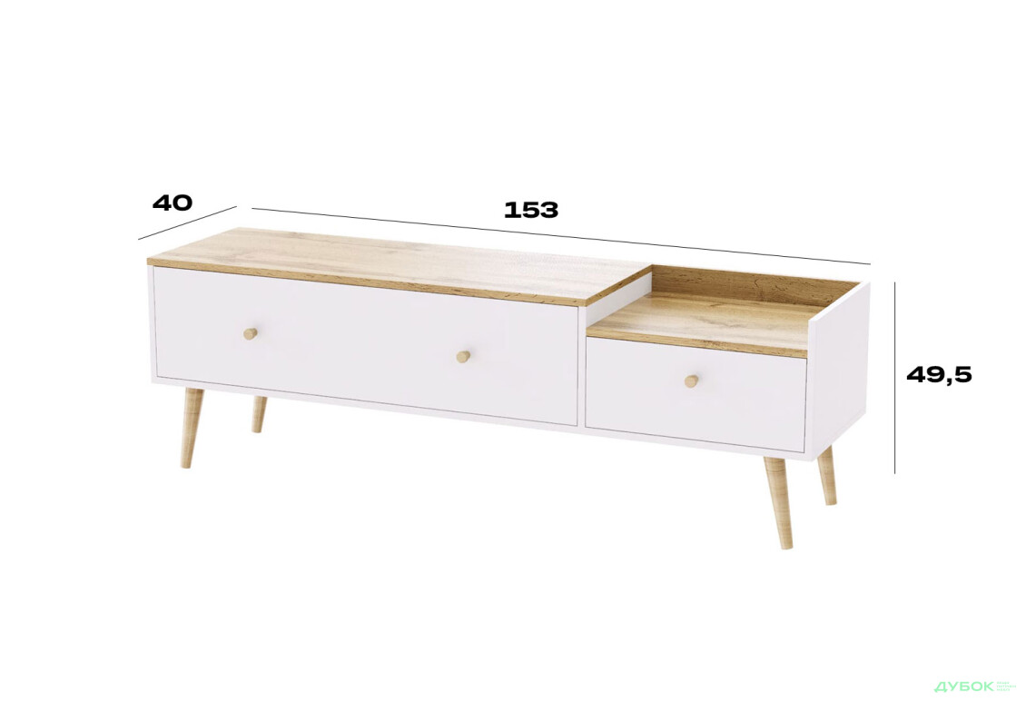 Изображение 3 - Тумба под ТВ Art In Head Асгард / Asgard 153 см, белый бриллиант / дуб золотой крафт