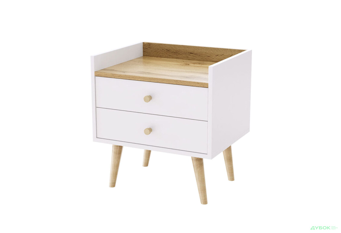 Тумба 2 Art In Head Асгард / Asgard з 2 шухлядами 50 см, білий діамант / дуб крафт золотий