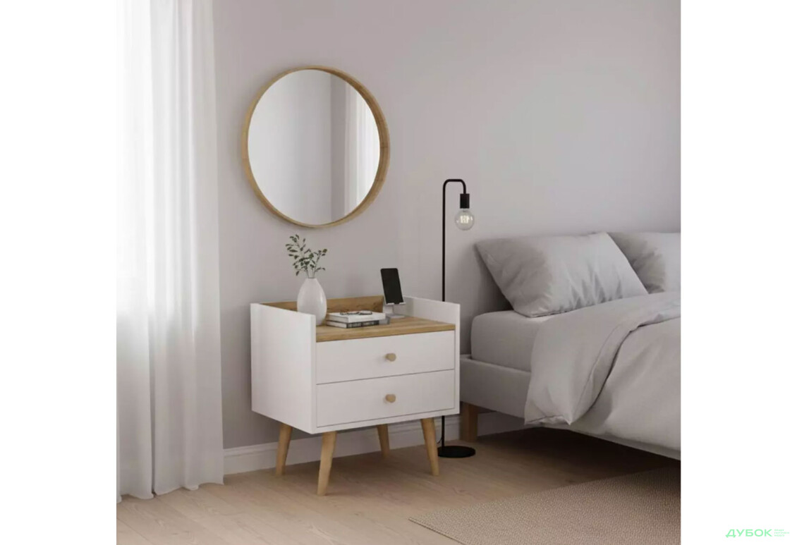 Зображення 2 - Тумба 2 Art In Head Асгард / Asgard з 2 шухлядами 50 см, білий діамант / дуб крафт золотий