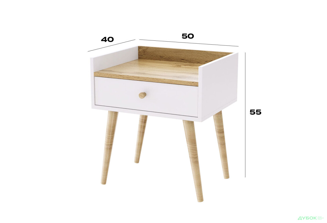 Зображення 4 - Тумба 1 Art In Head Асгард / Asgard з шухлядою 50 см, білий діамант / дуб крафт золотий