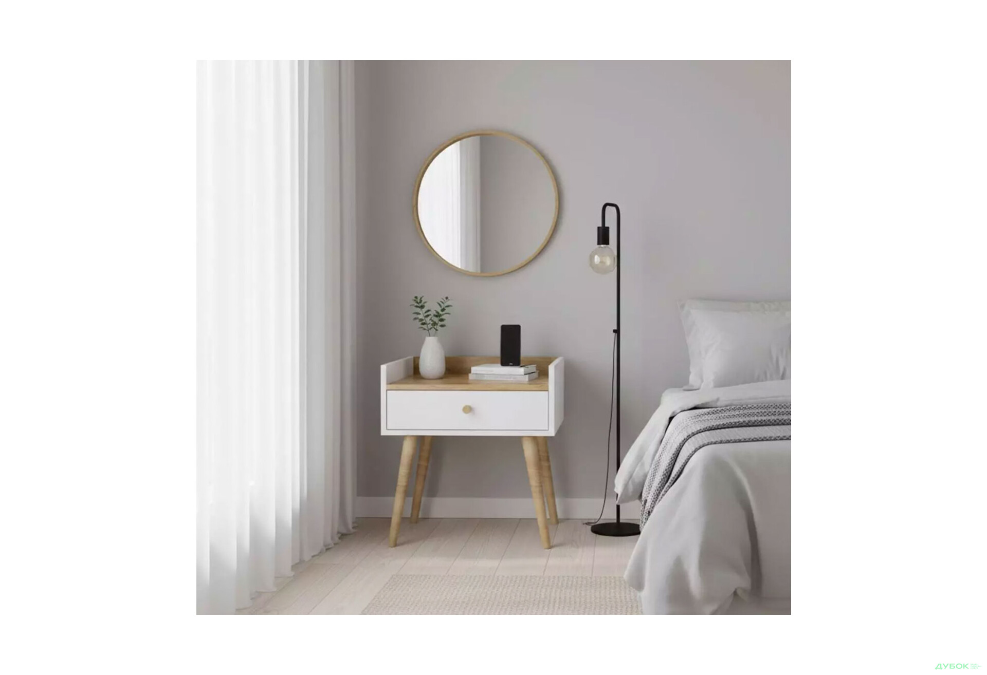 Зображення 2 - Тумба 1 Art In Head Асгард / Asgard з шухлядою 50 см, білий діамант / дуб крафт золотий