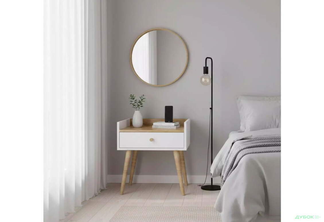 Зображення 2 - Тумба 1 Art In Head Асгард / Asgard з шухлядою 50 см, білий діамант / дуб крафт золотий