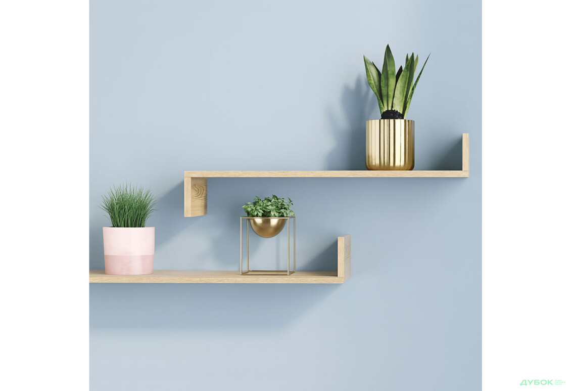 Зображення 2 - Полиця книжкова Art In Head Асгард / Asgard (комплект 2 в 1) 82 см, білий діамант / дуб крафт золотий