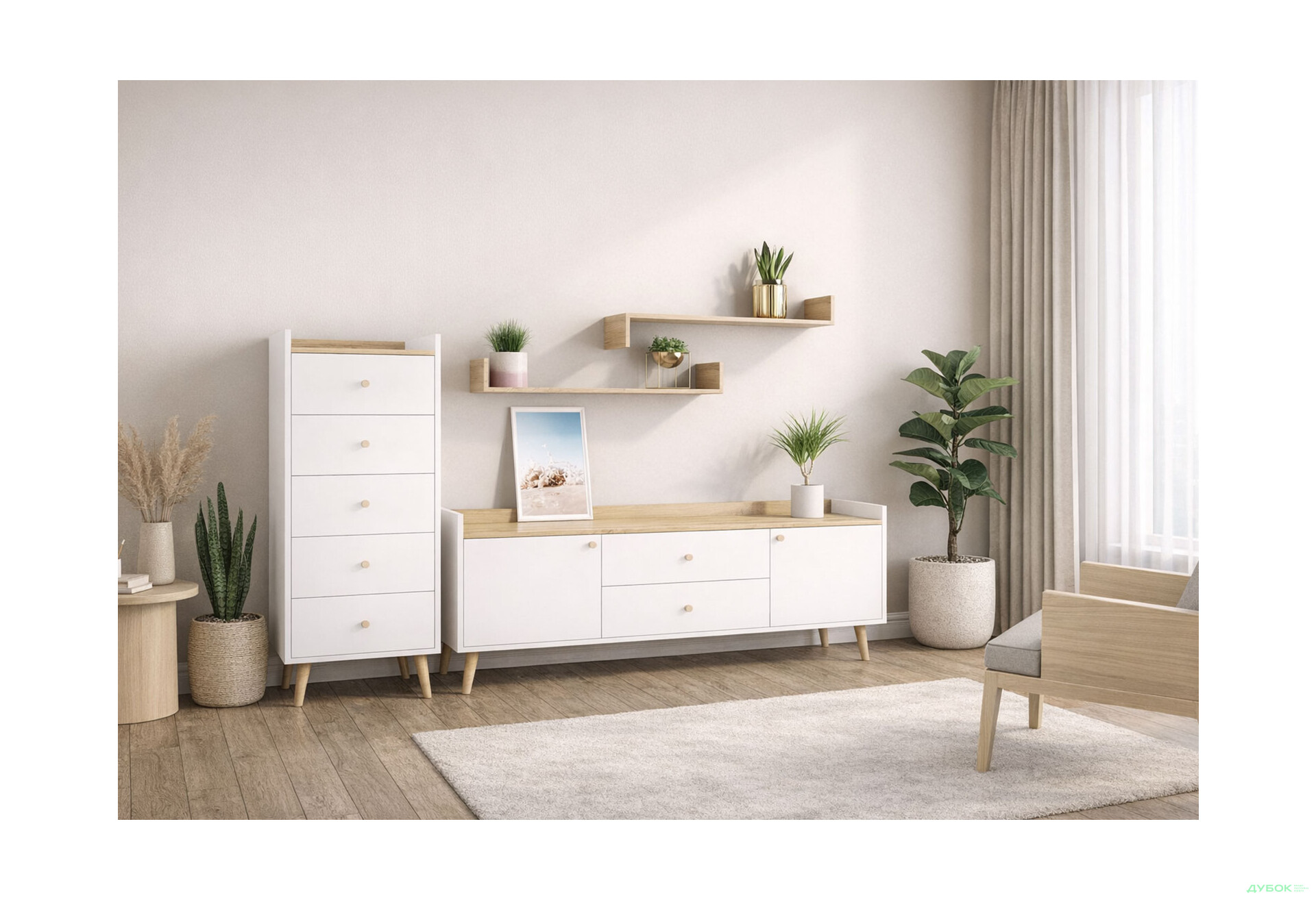 Изображение 1 - Гостиная Art In Head Асгард / Asgard 197 см, белый бриллиант / дуб крафт золотой