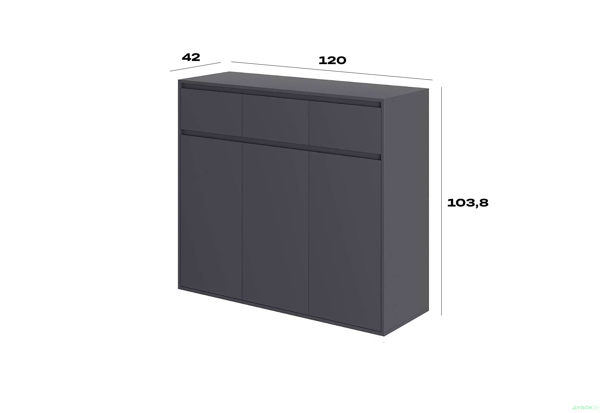 Зображення 4 - Комод Art In Head Лайт 3х3 3-дверний з 3 шухлядами 120 см, графіт