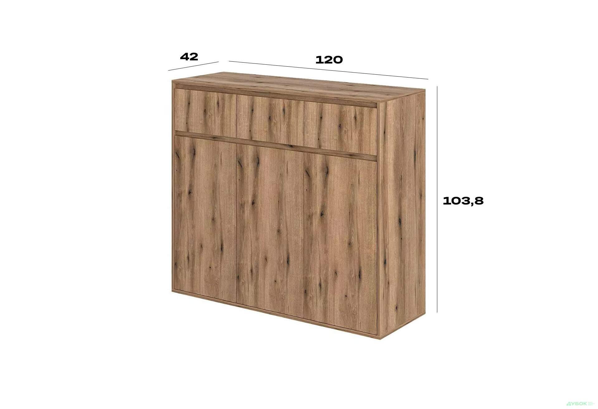Зображення 4 - Комод Art In Head Лайт 3х3 3-дверний з 3 шухлядами 120 см, дуб евок