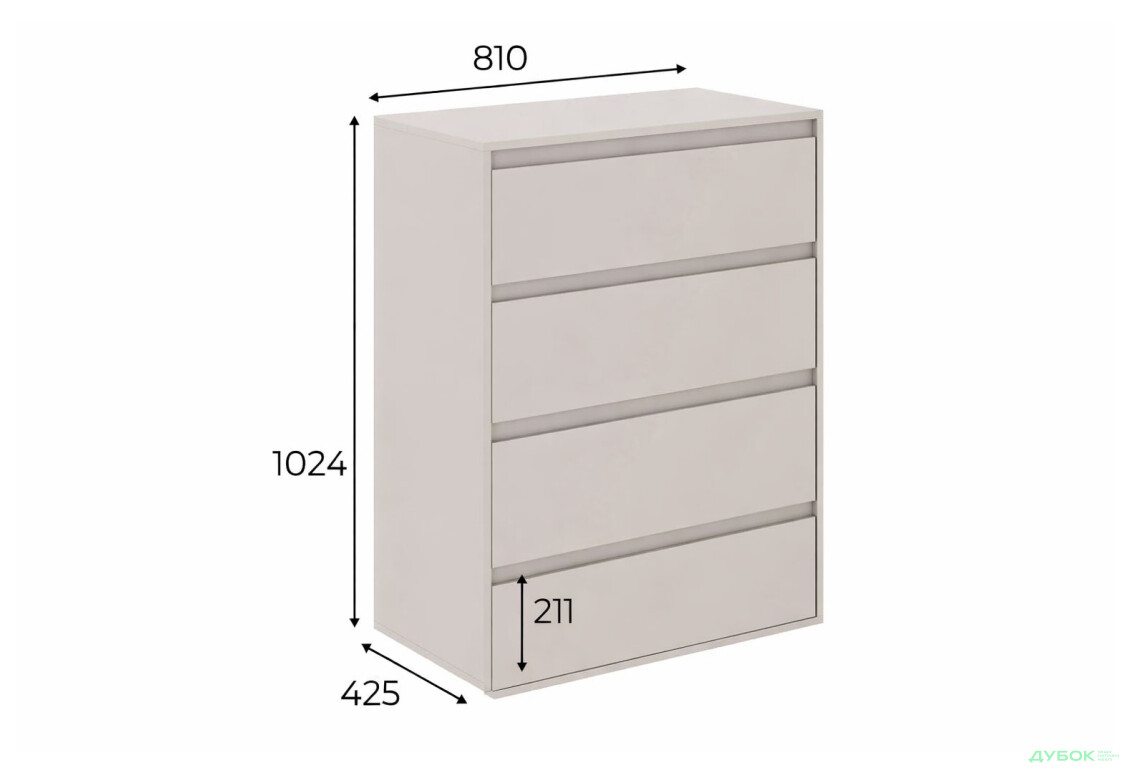 Зображення 4 - Комод Art In Head Light / Лайт з 4 шухлядами 80 см, кашемір