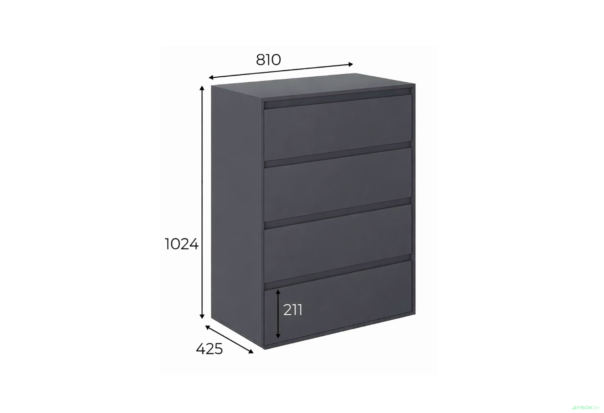 Зображення 5 - Комод Art In Head Light / Лайт з 4 шухлядами 80 см, графіт