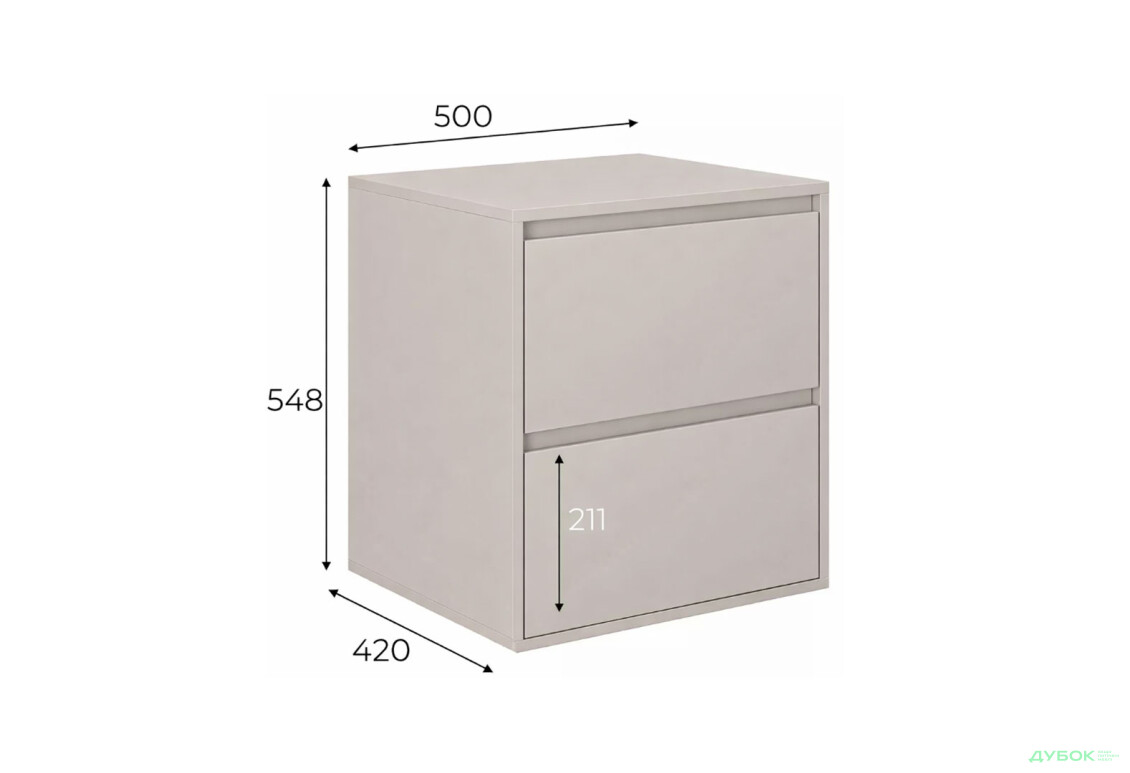 Зображення 5 - Тумба приліжкова Art In Head Light / Лайт з 2 шухлядами 50 см, кашемір