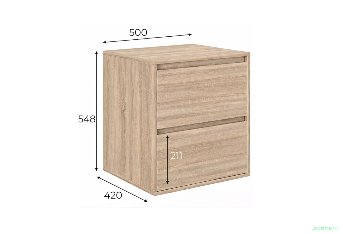 Зображення 4 - Тумба приліжкова Art In Head Light / Лайт з 2 шухлядами 50 см, дуб сонома