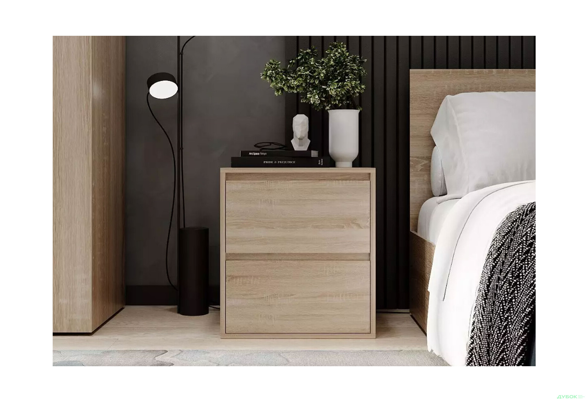 Зображення 2 - Тумба приліжкова Art In Head Light / Лайт з 2 шухлядами 50 см, дуб сонома