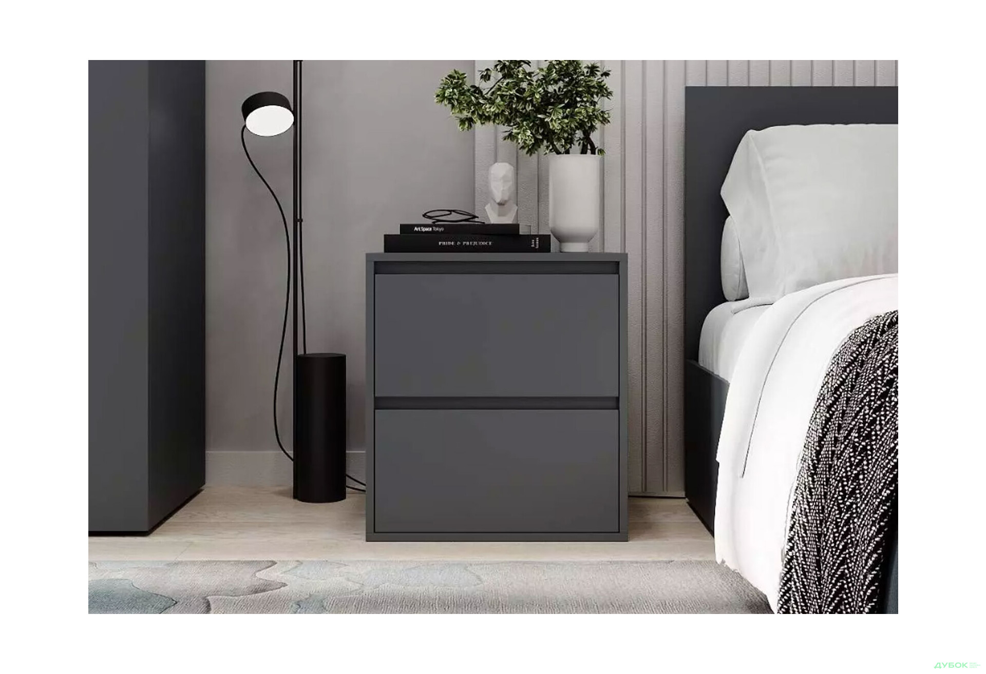 Зображення 2 - Тумба приліжкова Art In Head Light / Лайт з 2 шухлядами 50 см, графіт