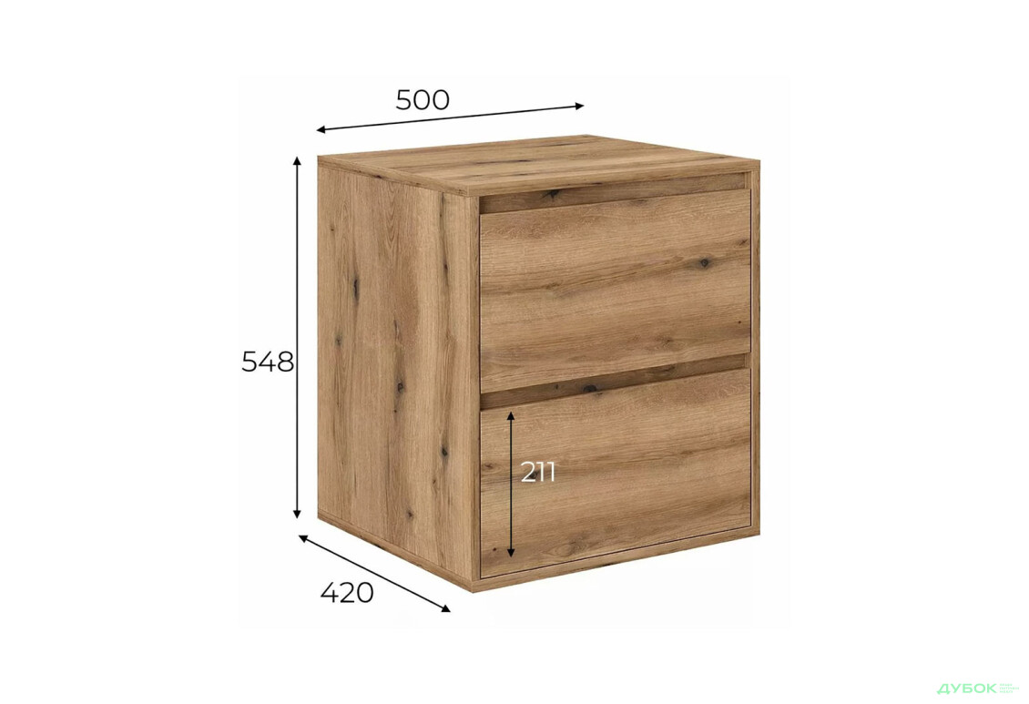 Зображення 4 - Тумба приліжкова Art In Head Light / Лайт з 2 шухлядами 50 см, дуб евок