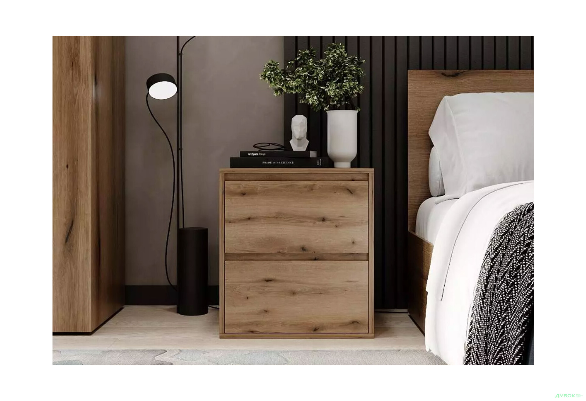 Зображення 2 - Тумба приліжкова Art In Head Light / Лайт з 2 шухлядами 50 см, дуб евок