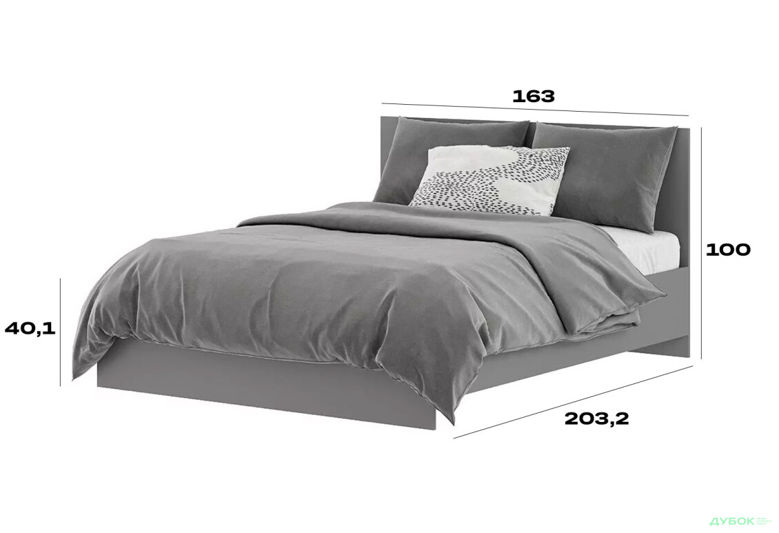 Зображення 8 - Ліжко двоспальне Art In Head Light / Лайт 160х200 см, графіт