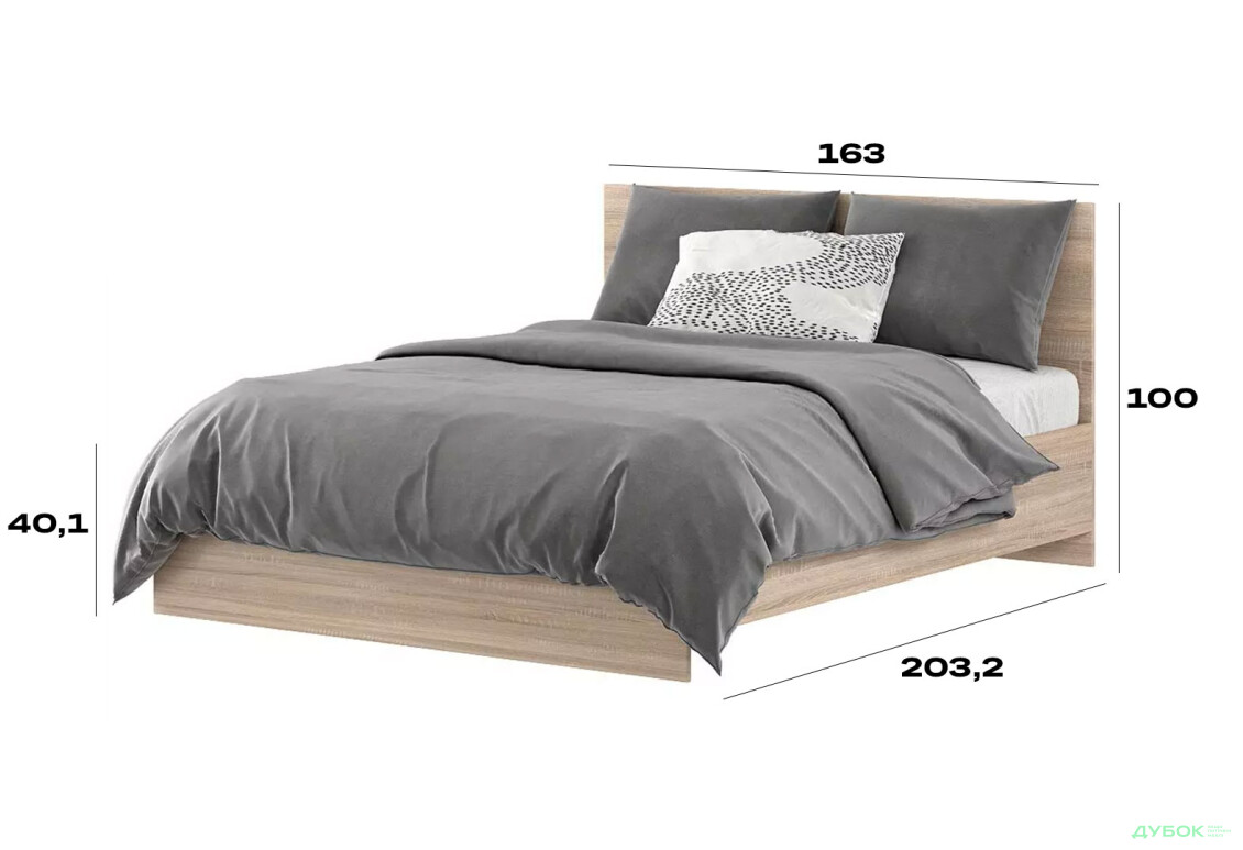 Зображення 8 - Ліжко двоспальне Art In Head Light / Лайт 160х200 см, дуб сонома