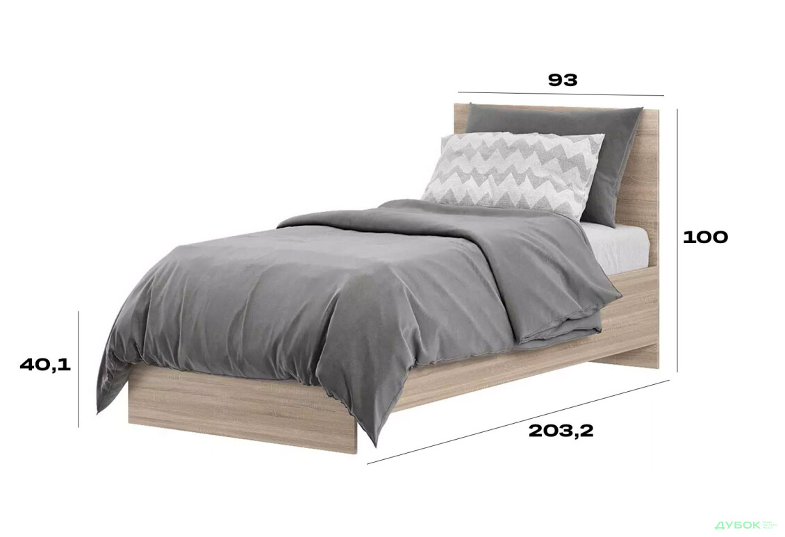 Зображення 8 - Ліжко Art In Head Light / Лайт 90х200 см, дуб сонома