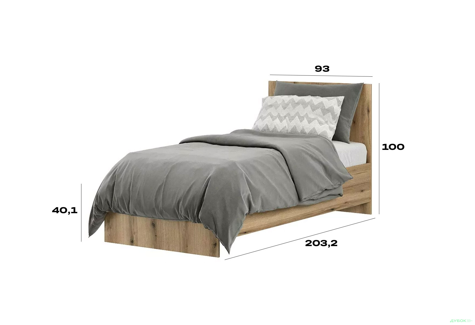 Зображення 7 - Ліжко Art In Head Light / Лайт 90х200 см, дуб евок